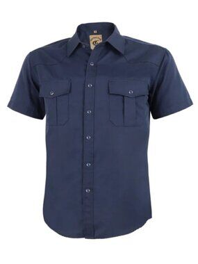 Coevals Club Men's Navy Blue Western Style Pearl Snap Button Shirt, Size Large